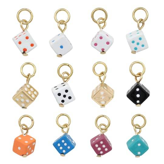 Bead Landing Dice Charm Mix, Assorted (12 ct)