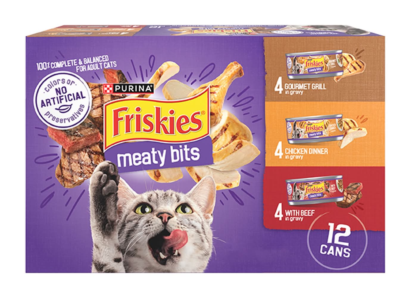 Friskies® Meaty Bits Adult Wet Cat Food In Gravy Variety Pack - 12 Ct, 66 Oz (Flavor: Variety Pack, Size: 12 Ct)