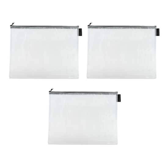 14" Gray Mesh Zipper Pouches By Simply Tidy, 3Ct.