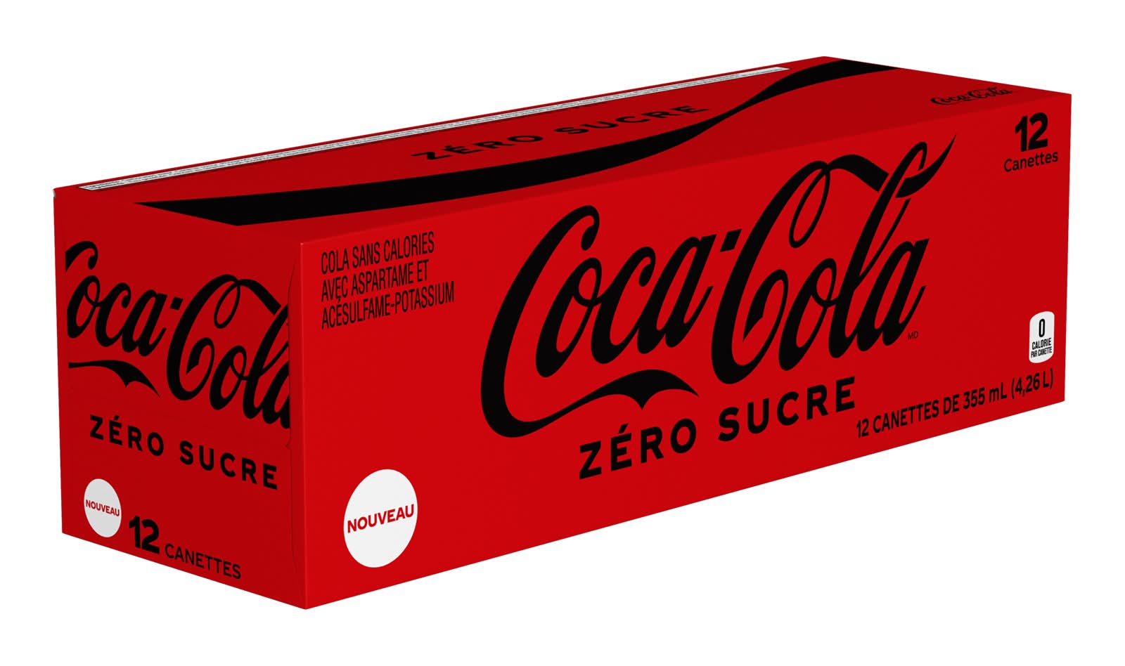 Coca-cola soda sans sucre - zero sugar soda (12 pièces, 355 ml)
