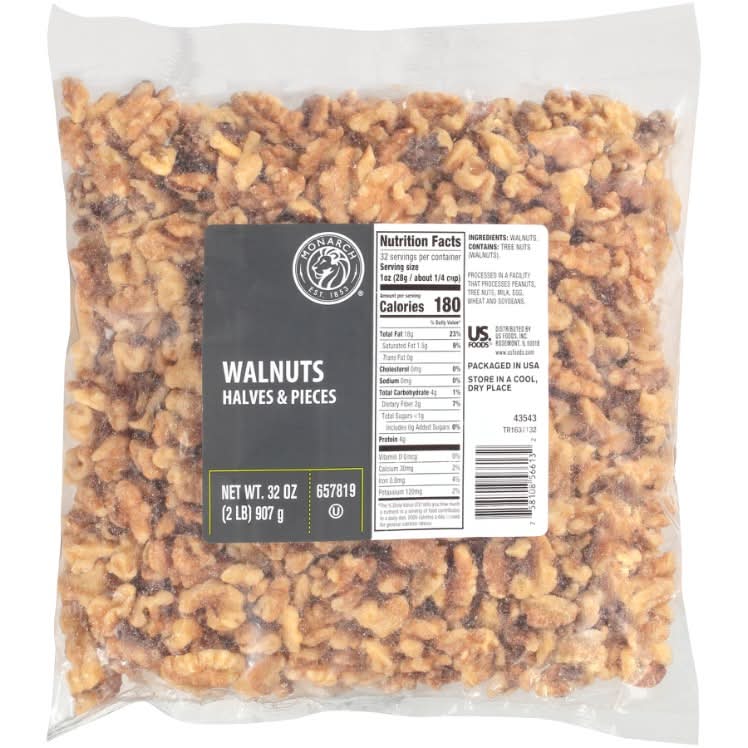 Monarch Unsalted Raw Shell Off Walnut Halves And Pieces (3 units)