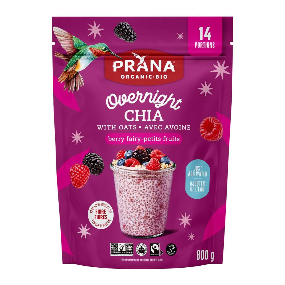 Prana Organic Berry Fairy Overnight Chia With Oats, 800 G