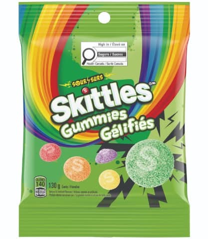Skittles Gummies Chewy Candy, Sour (130 g)