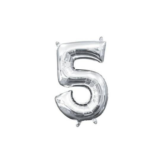 Uninflated 13in Air-Filled Silver Number Balloon (5)