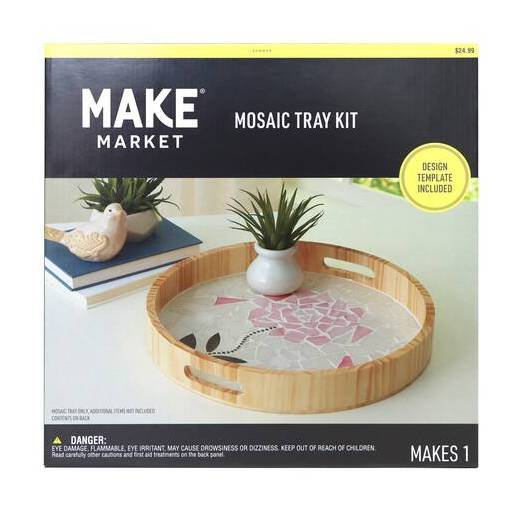 Make Market Round Pink Rose Mosaic Tray Kit, 14 in