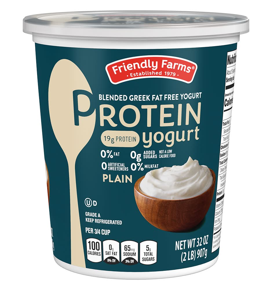 Friendly Farms Blended Greek Fat Free Protein Plain Yogurt (32 oz)