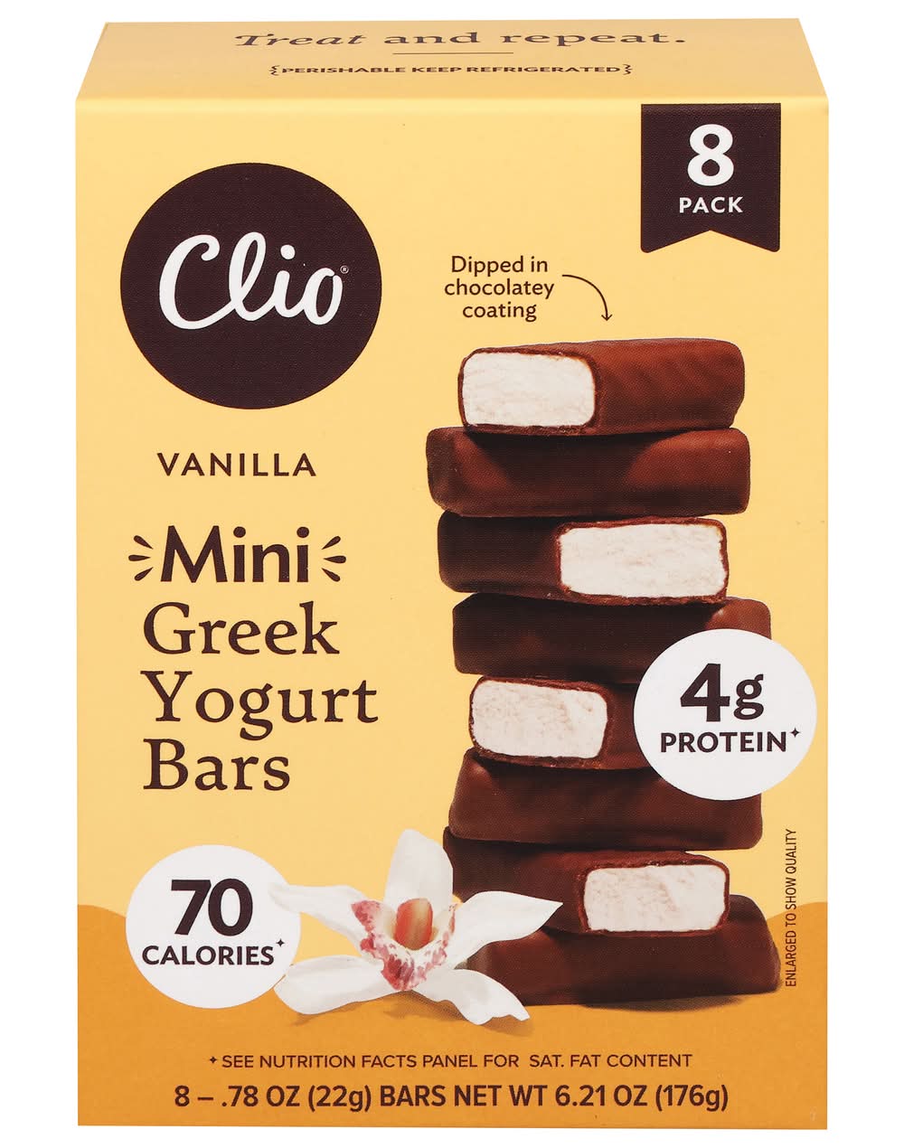 Clio Mini Greek Yogurt Bars, Vanilla (8 x 0.78 oz)