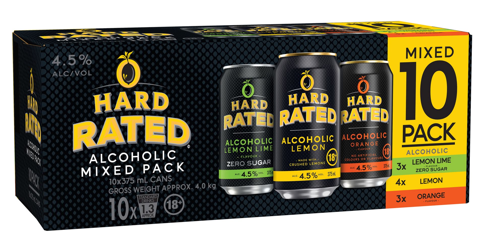 Hard Rated Mixed Can 375mL  x Pack 10