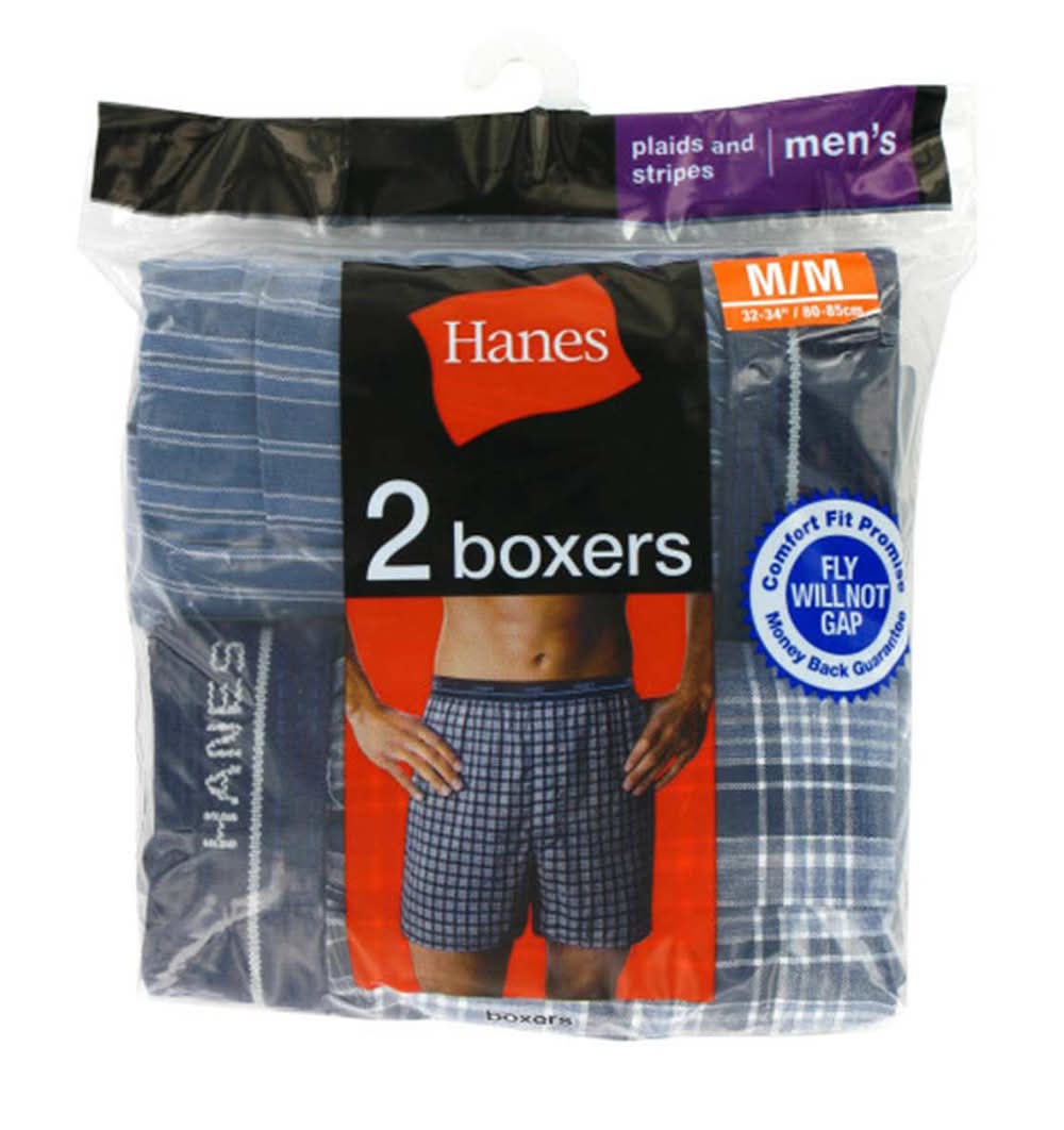 Hanes Men'S Exposed Elastic Waistband Boxer 2-Pack - Large