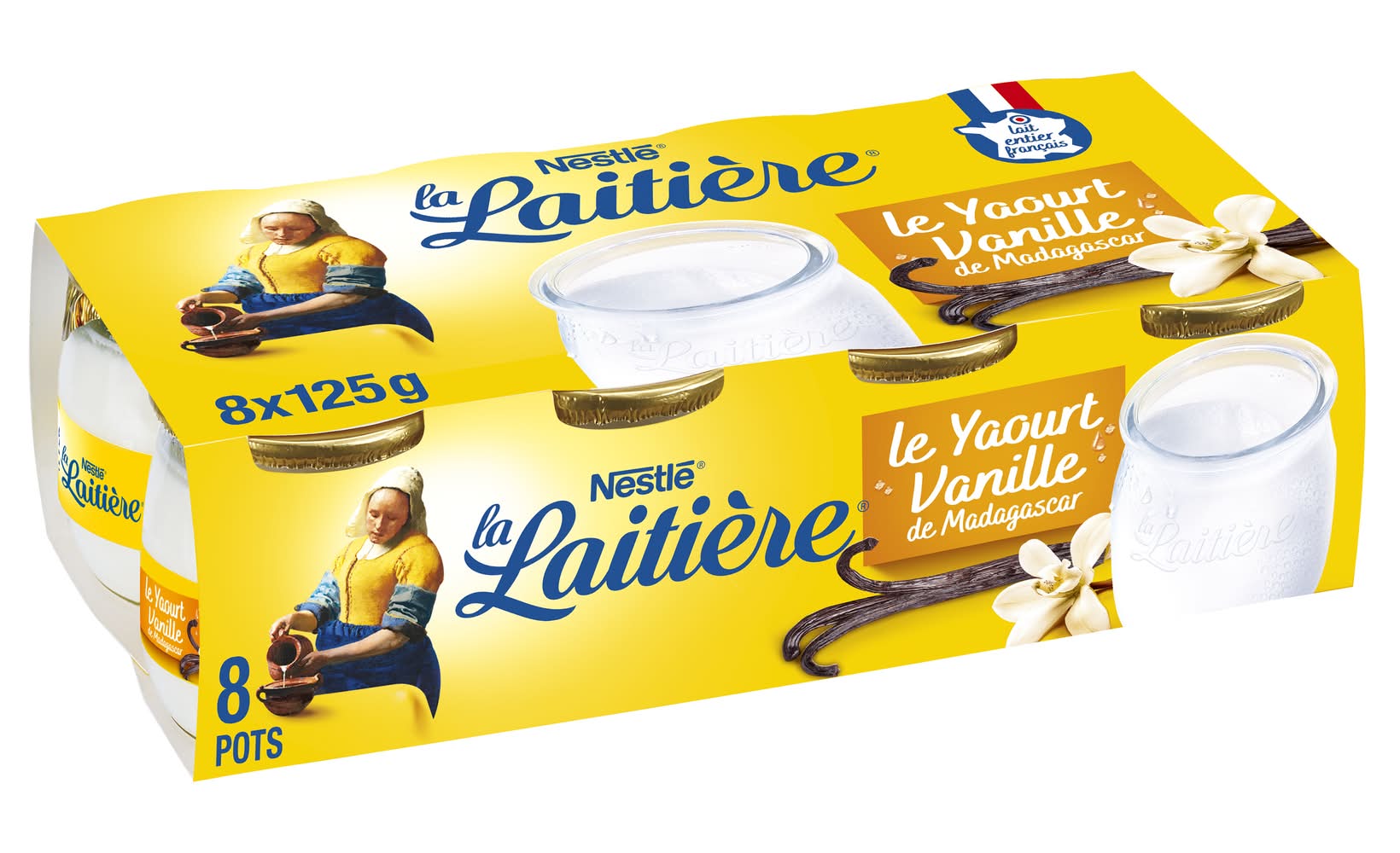 La Laitière - Yaourt au lait entier, vanille (8 x 125g)