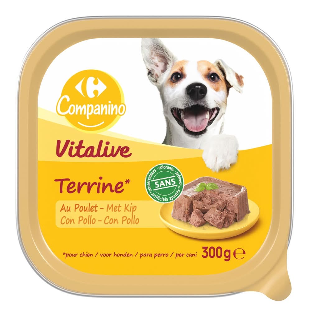 Carrefour Companino - Vitalive terrine pour chien au poulet (300g)