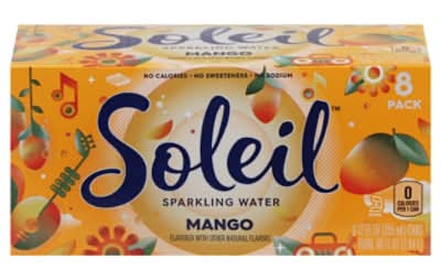 Soleil Sparkling Water, Mango (8 x 12 fl oz)