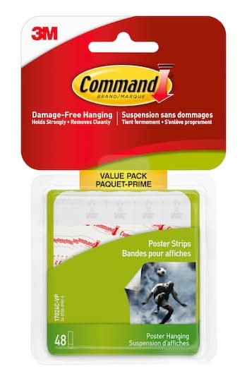Command Poster Strips, Small, White (48 ct)