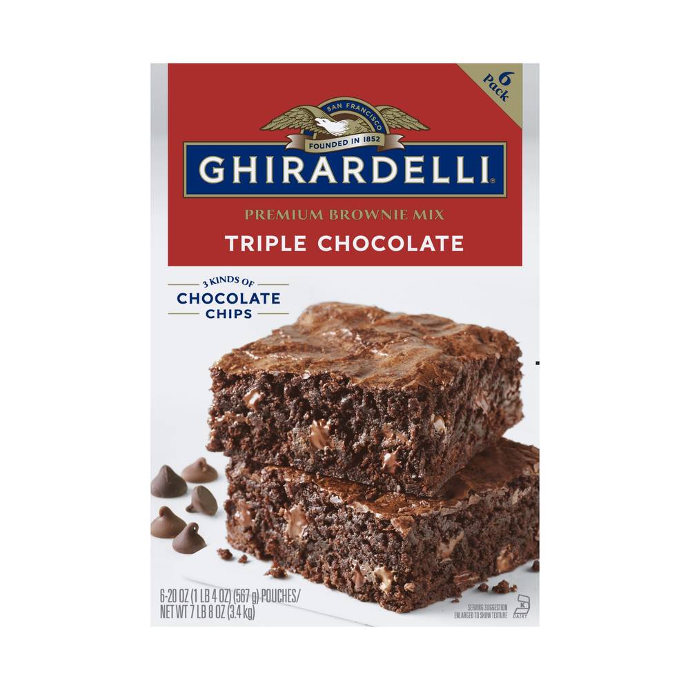 Ghirardelli, Triple Chocolate Premium Brownie Mix, 6-Count
