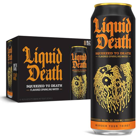 Liquid Death King Sized Sparkling Water (8 pack, 19.2 fl oz) (squeezed to death)
