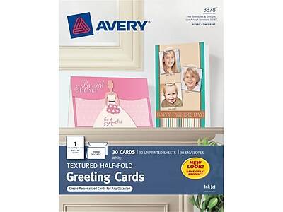 Avery Half-Fold Textured Printable Greeting Cards (30 ct)