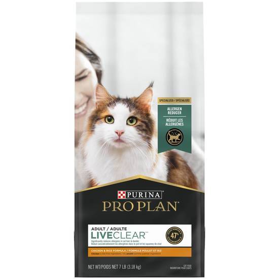 Purina Pro Plan With Probiotics, High Protein Liveclear Chicken & Rice Formula Dry Cat Food, 7 Lbs.