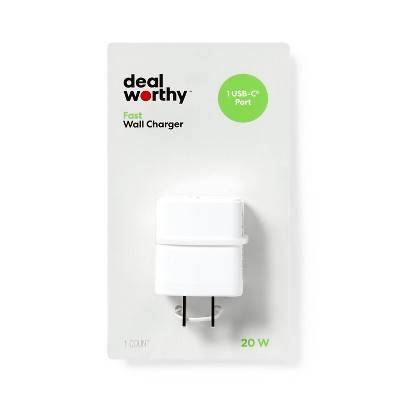 Dealworthy Single Port 20w Usb-C Wall Charger, White