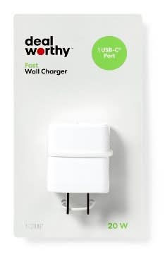 Dealworthy Single Port Usb C Wall Charger, White