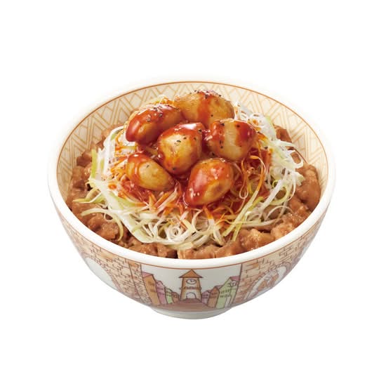 にんにく赤だれ白髪ねぎ牛丼Shredded Leek Gyudon with Fried Garlic & Spicy Red Sauce