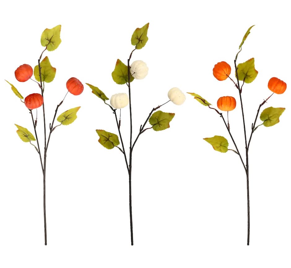 Floral Garden Pumpkin Filler Stems, 20 in, Bronze-Green-Orange (3 ct)