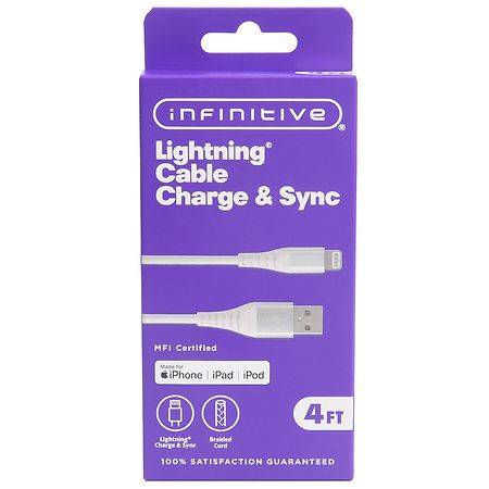 Infinitive Usb-A To Lightning Braided Cable, White