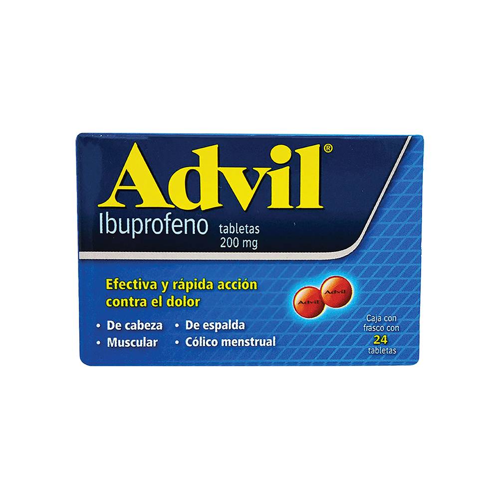 Advil ibuprofeno tabletas 200 mg (24 piezas)