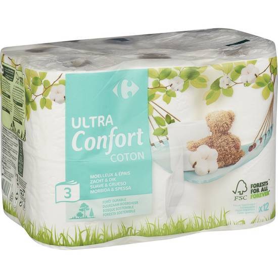 Carrefour - Papier toilette ultra confort coton