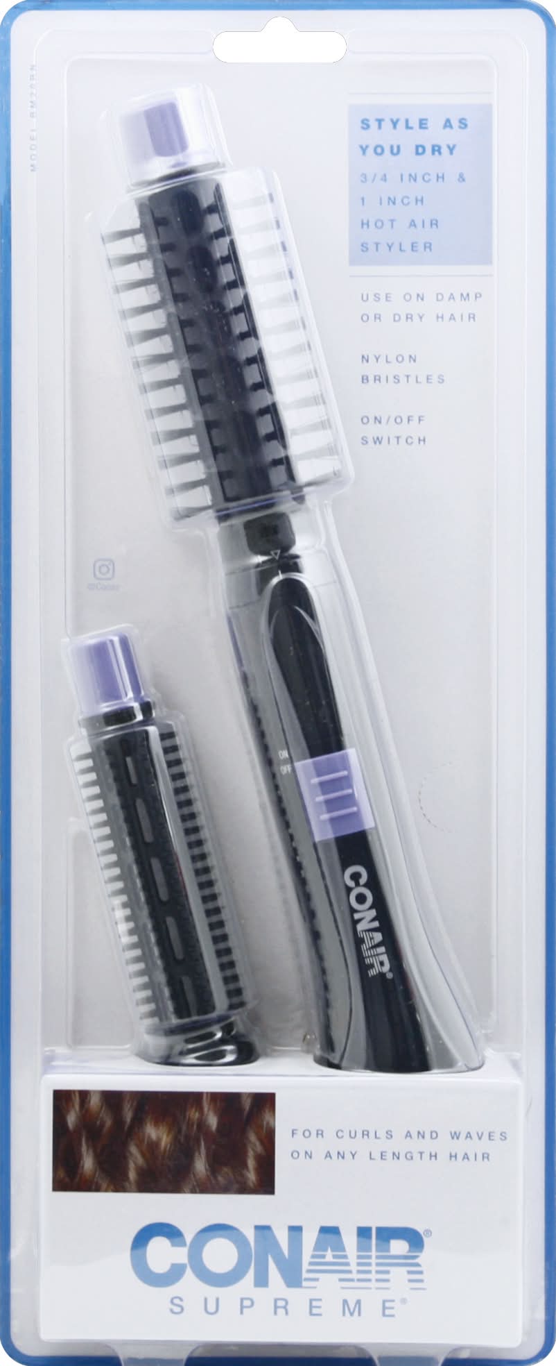 Conair Supreme 3/4 Inch & 1 Inch Hot Air Styler Brush (0.8 lbs)