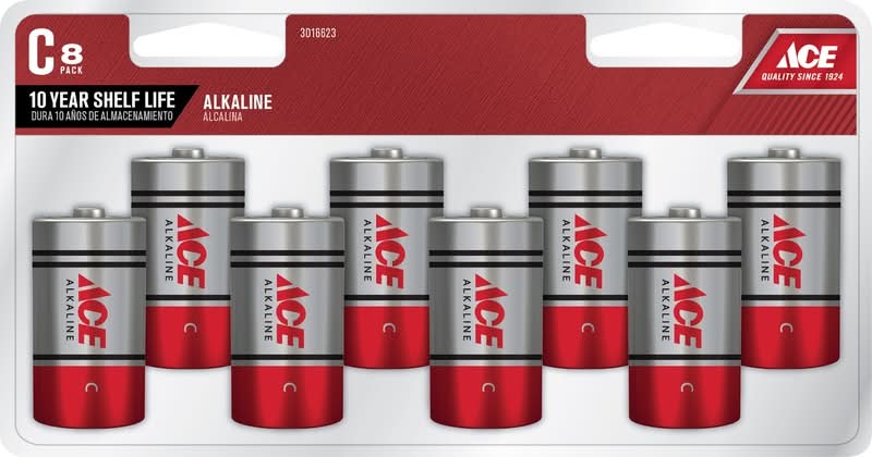 ACE C Alkaline Batteries 8 Pk Clamshell