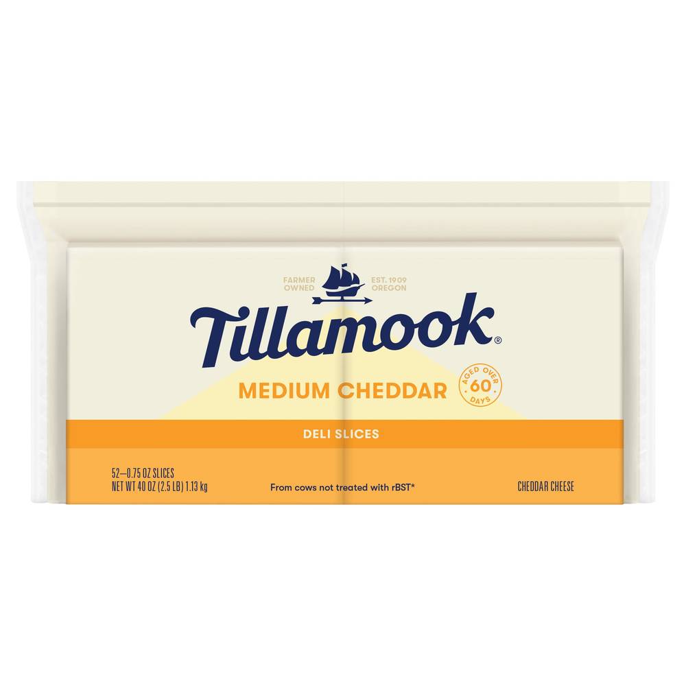 Tillamook Medium Cheddar Cheese, 52 Slices, 2.5 lbs