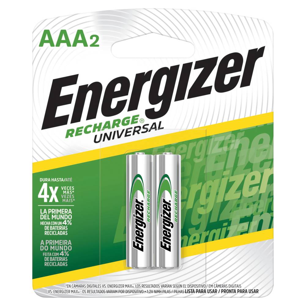 Energizer pilas recargables universal aaa (2 un)