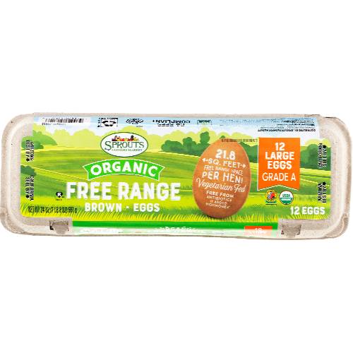 Sprouts Organic Free Range Large Grade A Brown Eggs