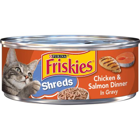 Friskies Cat Food Savory Shreds Chicken & Salmon Dinner in Gravy (5.5 oz)