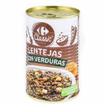 Lentejas con verduras Classic Carrefour 430 g.