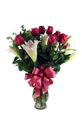 Debi Lilly Deluxe Unforgettable Dozen Rose Arrangement With Vase - Each (Flower Colors And Vase Will Vary)