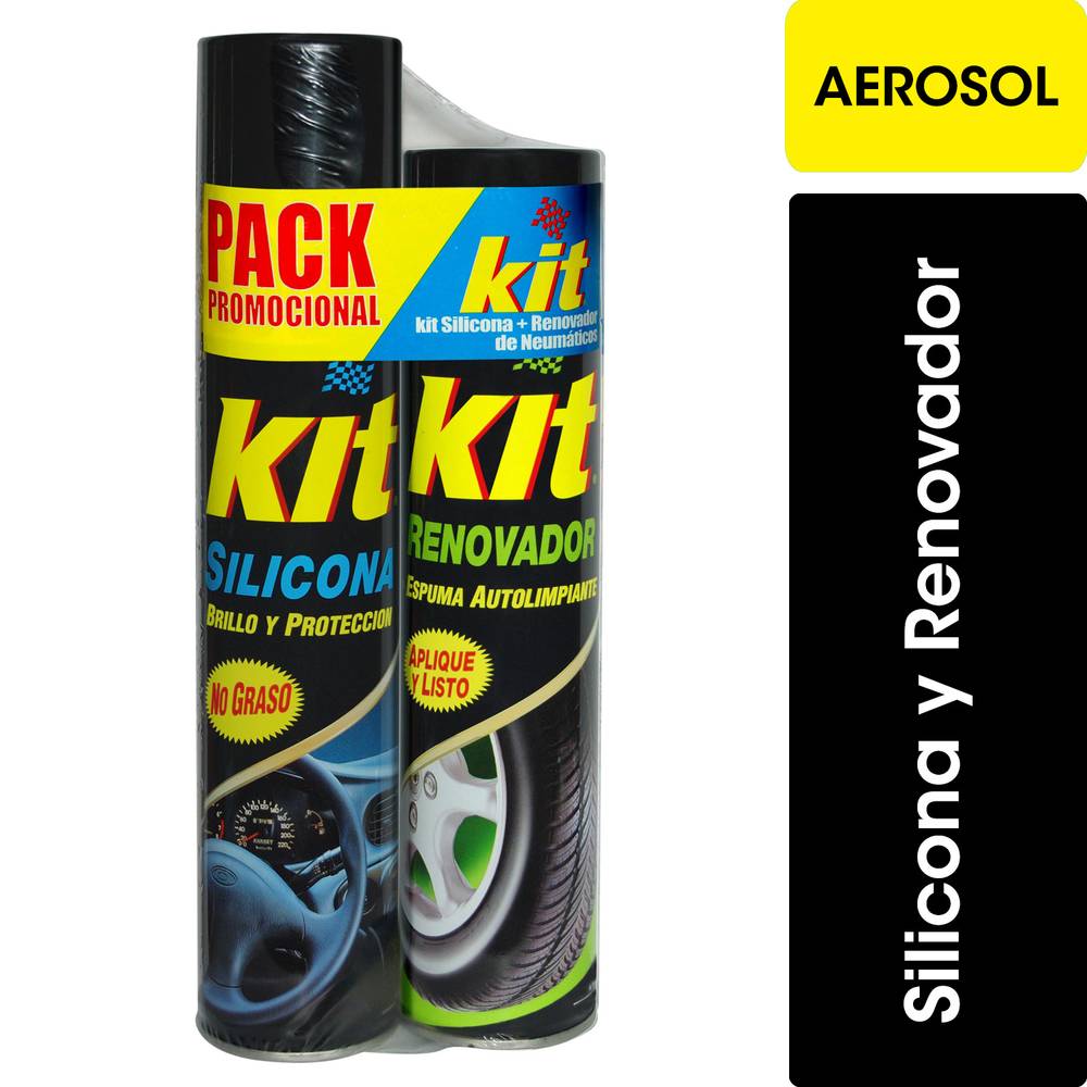 Kit pack limpieza automóvil (silicona spray 420 ml + renovador de gomas spray 360 ml)