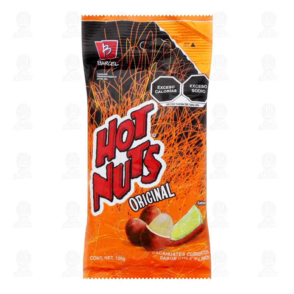 Hot Nuts · Cacahuates cubiertos con chile y limón (100 g)