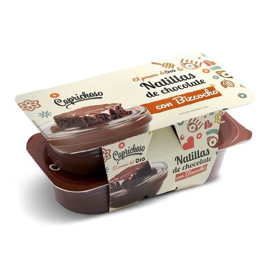 Natillas de chocolate con bizcocho Caprichoso pack 4 x 125 g