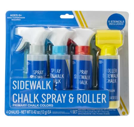 Sidewalk Chalk Spray & Roller Set Primary