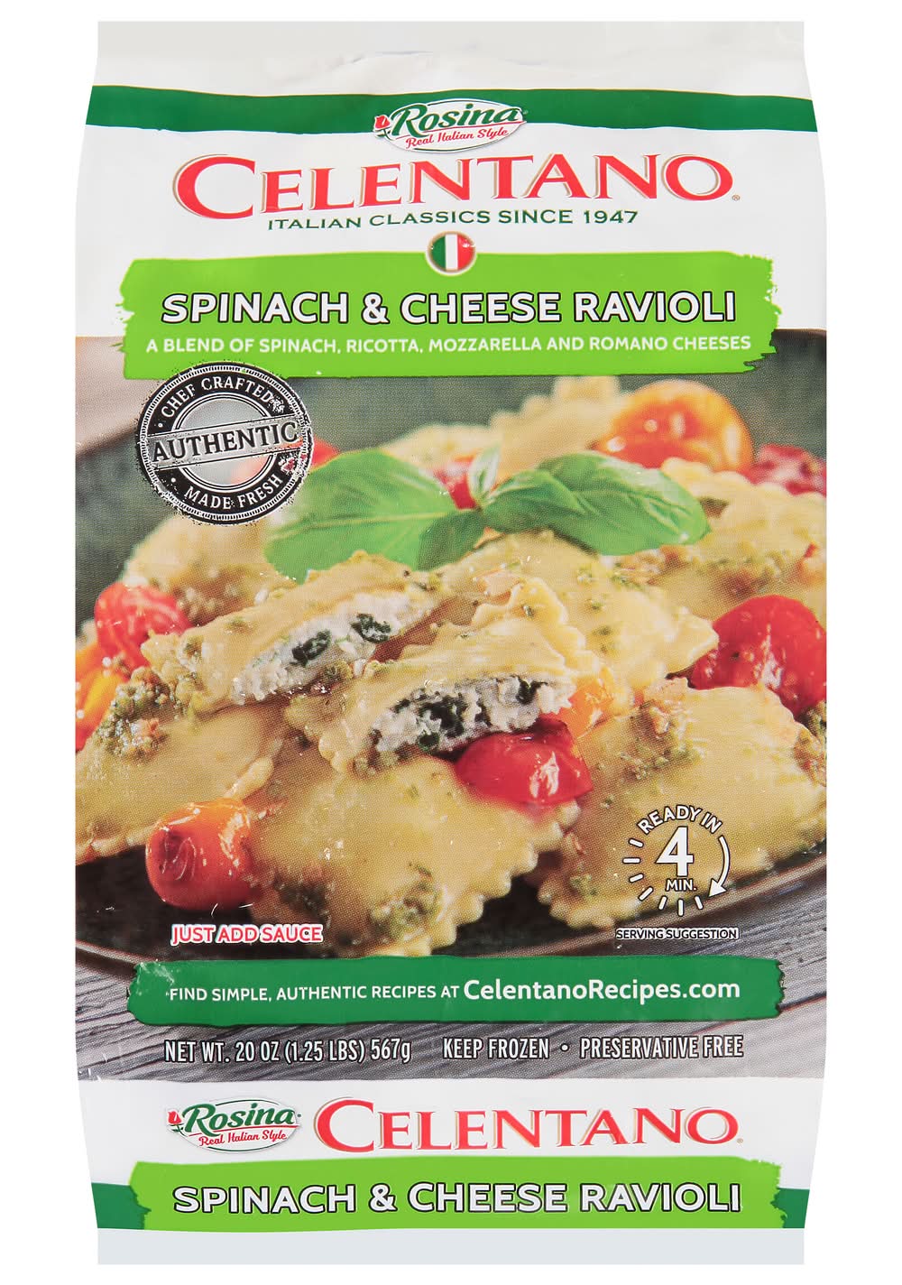 Celentano Spinach & Cheese Ravioli (20 oz)