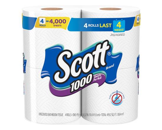 Scott · Unscented Toilet Paper Rolls (4 rolls)