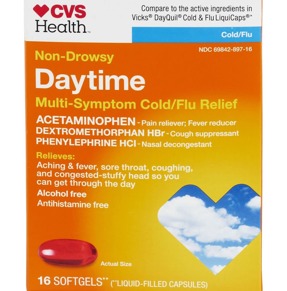 CVS Health Non-Drowsy Daytime Multi-Symptom Cold / Flu Relief Softgels (16 ct)