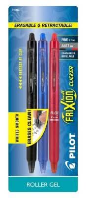 FriXion Pilot Clicker Erasable Gel Pens (3 ct)
