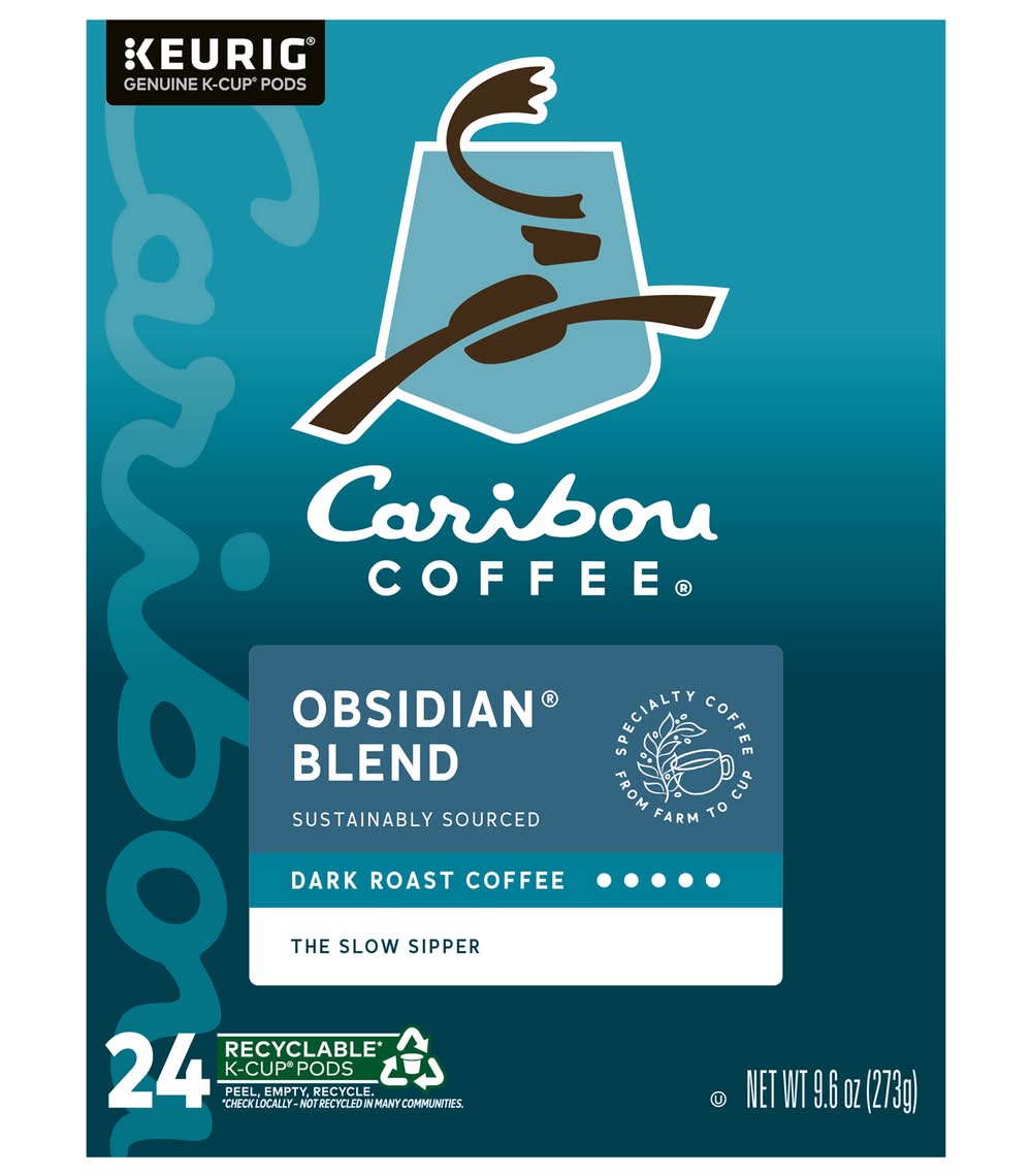 Caribou Coffee Obsidian Dark Keurig K-Cup Coffee Pods,Dark Roast (9.6 oz, 24 ct)