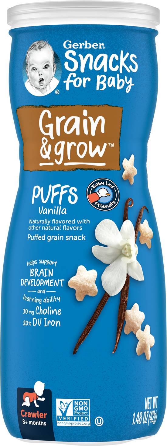 Gerber Snacks For Baby Grain & Grow Vanilla Puffs