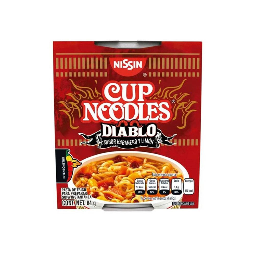 Nissin sopa instantánea cup noodles diablo (64 g)