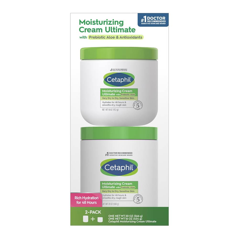 Cetaphil Moisturizing Cream Ultimate With Prebiotic Aloe (2 ct)