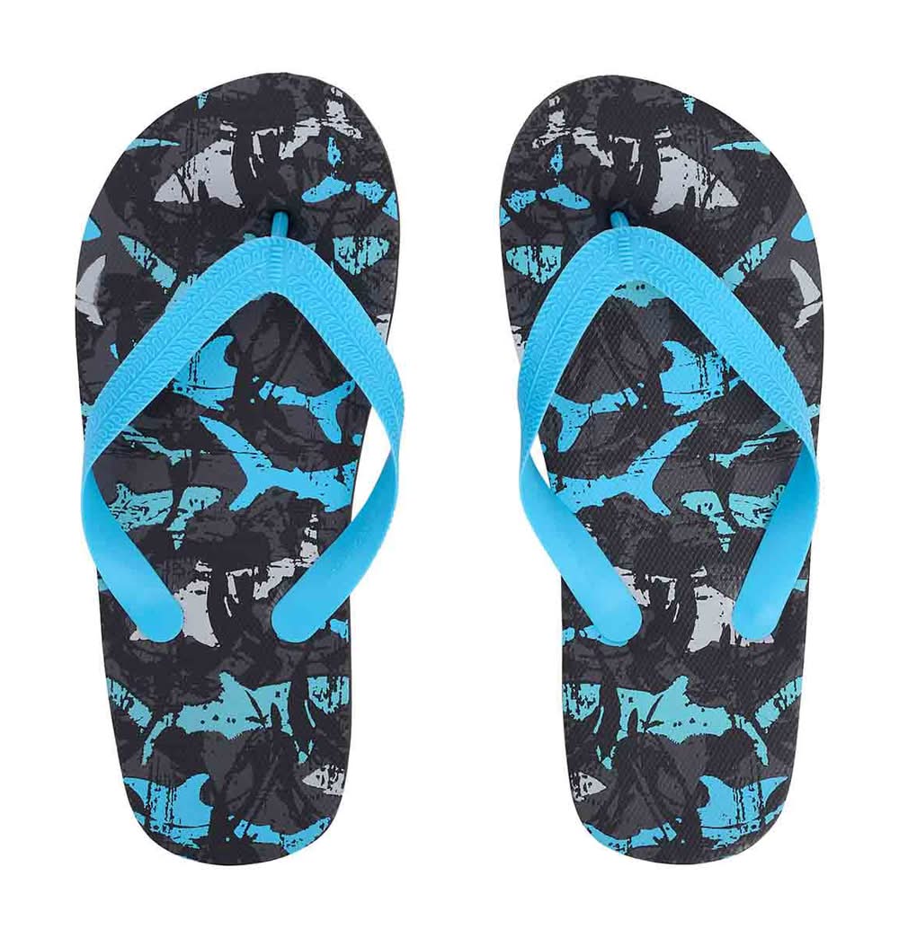 Boys Shark Print Flip Flop Sandals Blue
