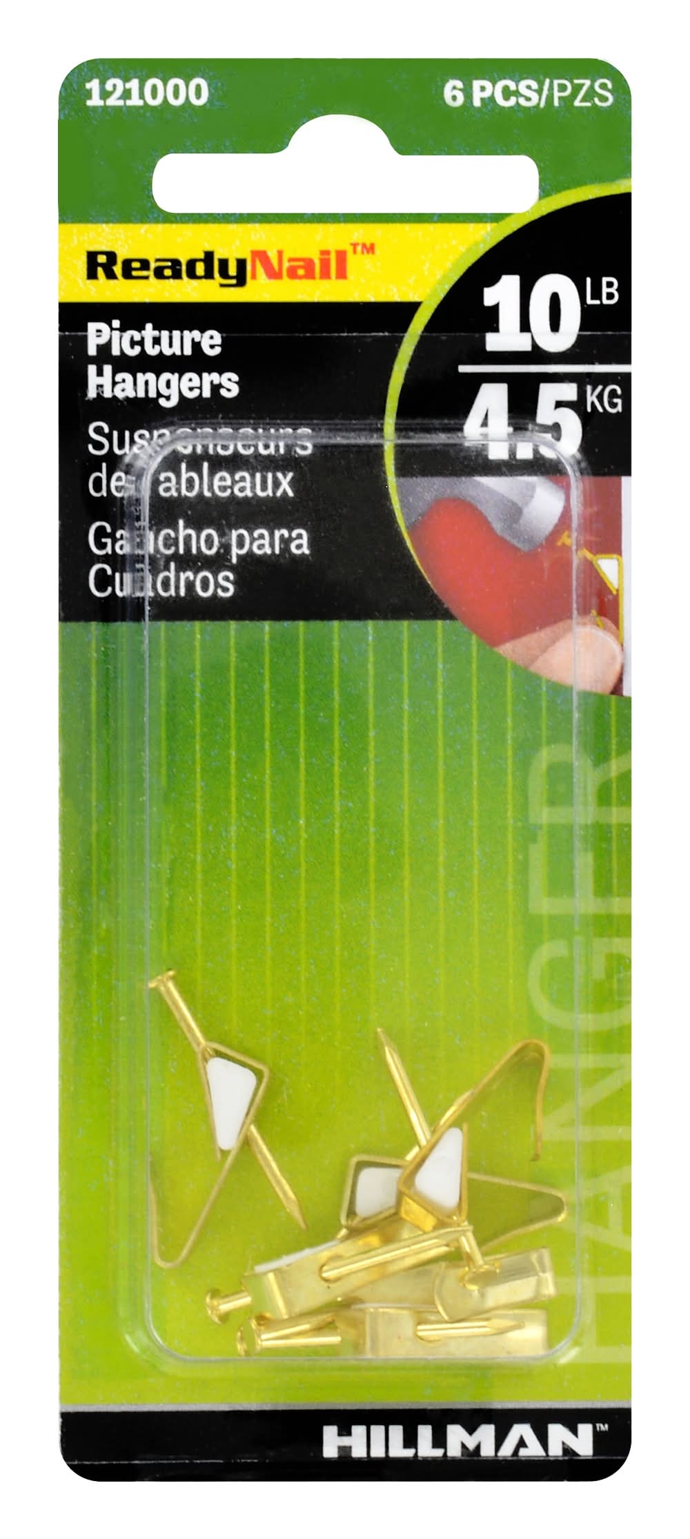 Hillman Brass 10-lb Capacity Hanging hooks and nails 6 - Pack